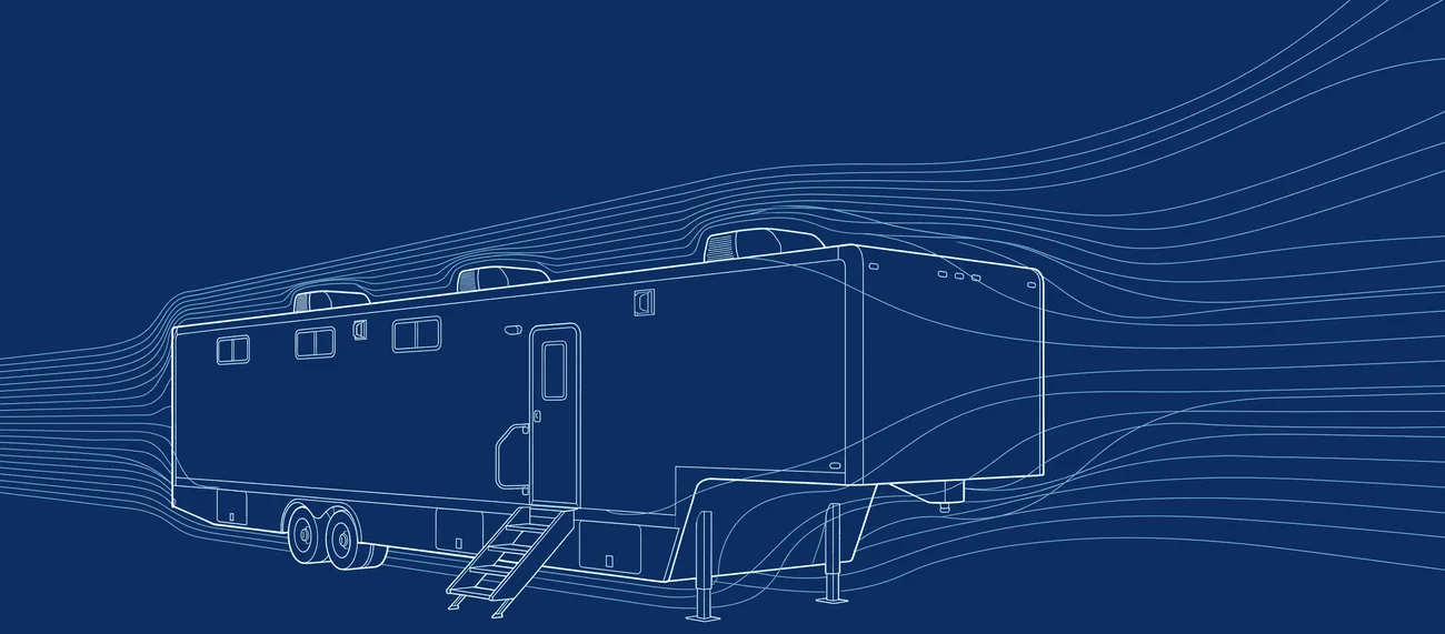 A mobile occupational health clinic unit drawn as a line diagram
